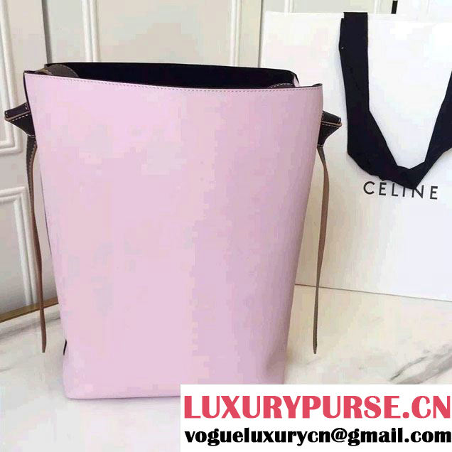 Celine Shiny Smooth Calfskin Small Twisted Cabas Bag Red/Pink 2016