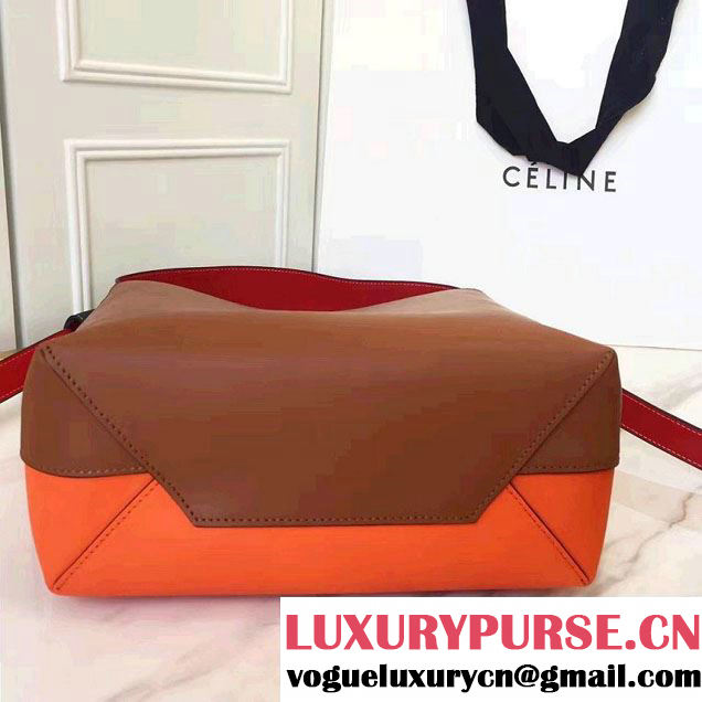 Celine Shiny Smooth Calfskin Small Twisted Cabas Bag Brown/Orange 2016