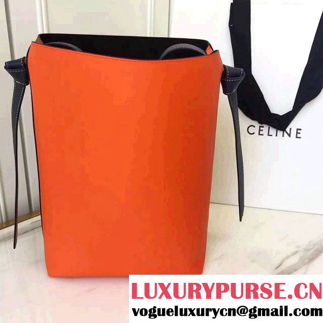 Celine Shiny Smooth Calfskin Small Twisted Cabas Bag Brown/Orange 2016