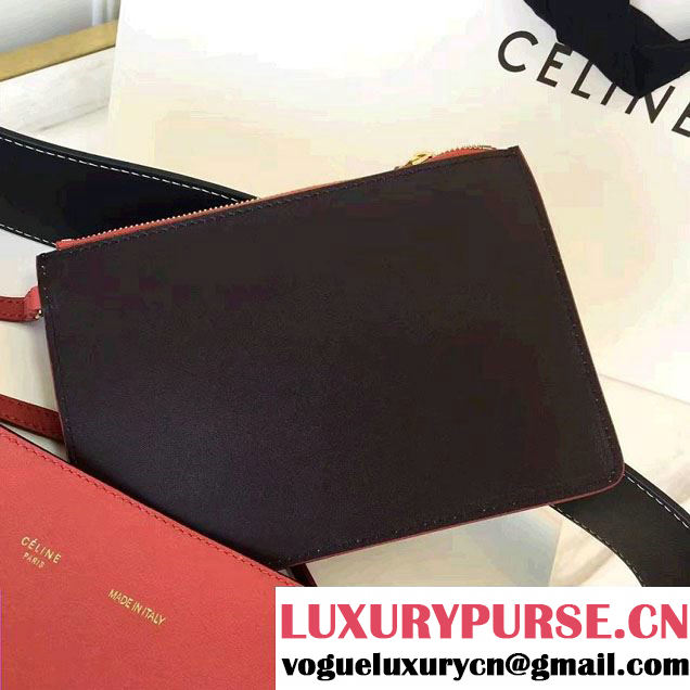 Celine Shiny Smooth Calfskin Small Twisted Cabas Bag Black/Red 2016