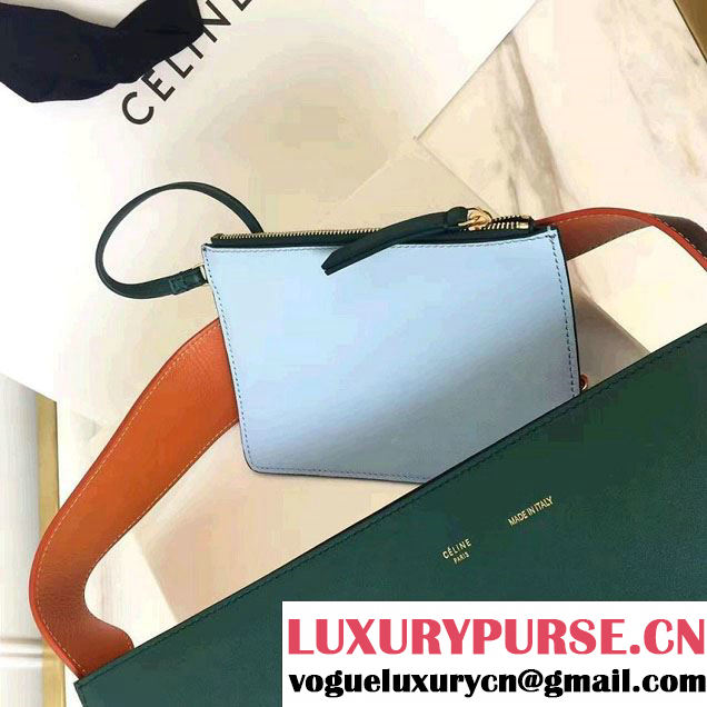 Celine Shiny Smooth Calfskin Small Twisted Cabas Bag Green/Pale Blue 2016