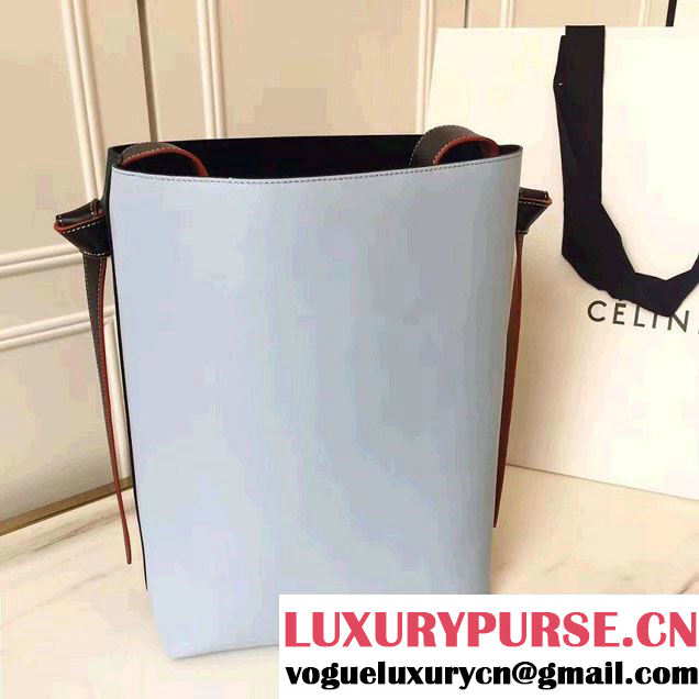Celine Shiny Smooth Calfskin Small Twisted Cabas Bag Green/Pale Blue 2016
