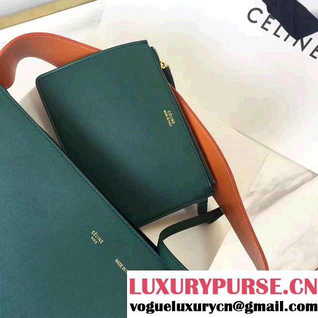 Celine Shiny Smooth Calfskin Small Twisted Cabas Bag Green/Pale Blue 2016