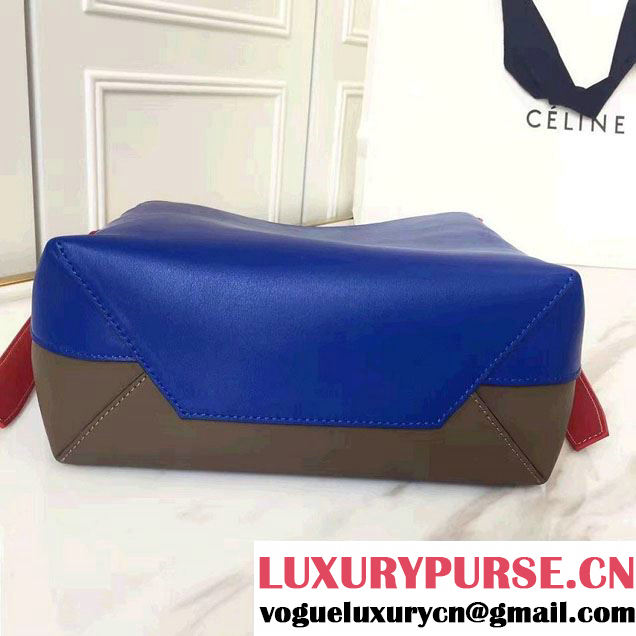 Celine Shiny Smooth Calfskin Small Twisted Cabas Bag Etoupe/Blue 2016