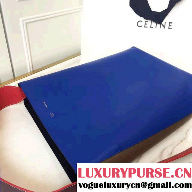 Celine Shiny Smooth Calfskin Small Twisted Cabas Bag Etoupe/Blue 2016