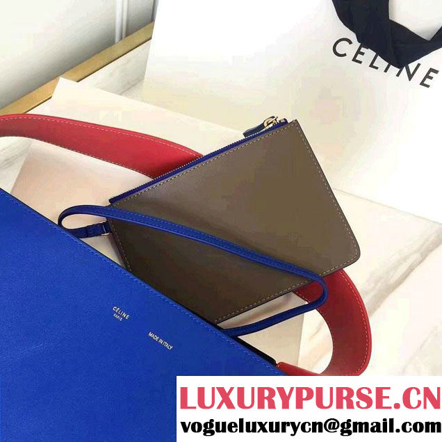 Celine Shiny Smooth Calfskin Small Twisted Cabas Bag Etoupe/Blue 2016