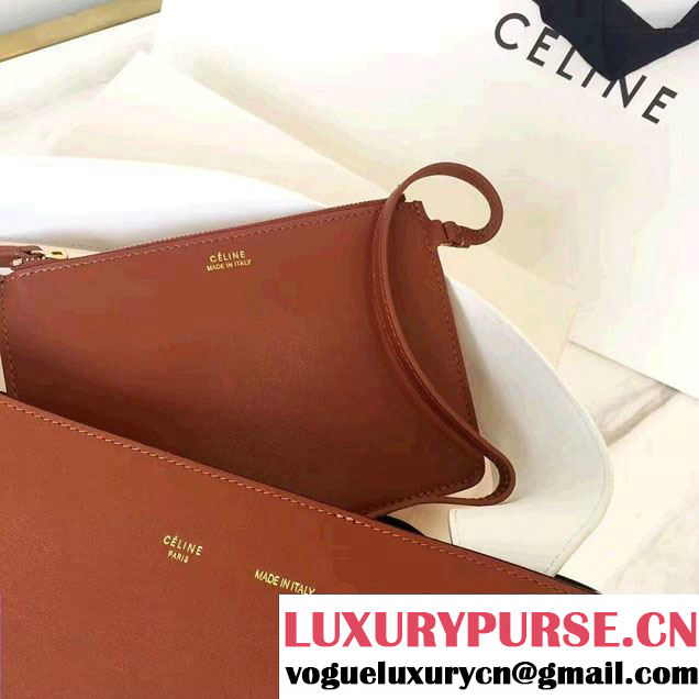 Celine Shiny Smooth Calfskin Small Twisted Cabas Bag Yellow/Brown 2016