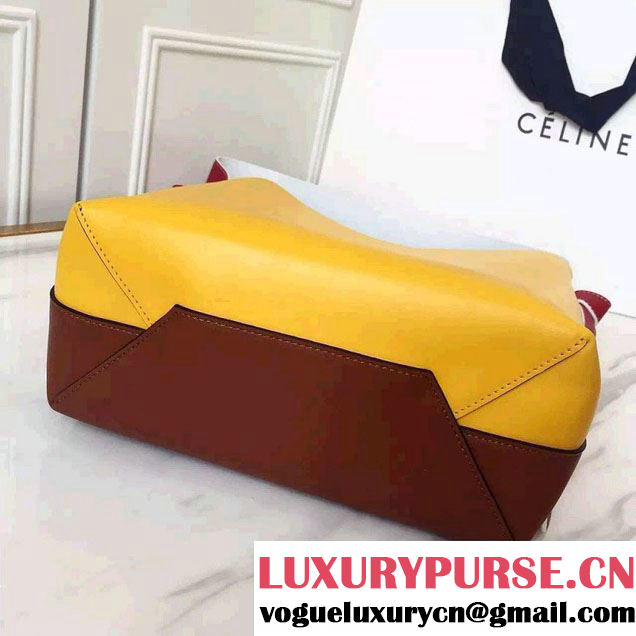 Celine Shiny Smooth Calfskin Small Twisted Cabas Bag Yellow/Brown 2016