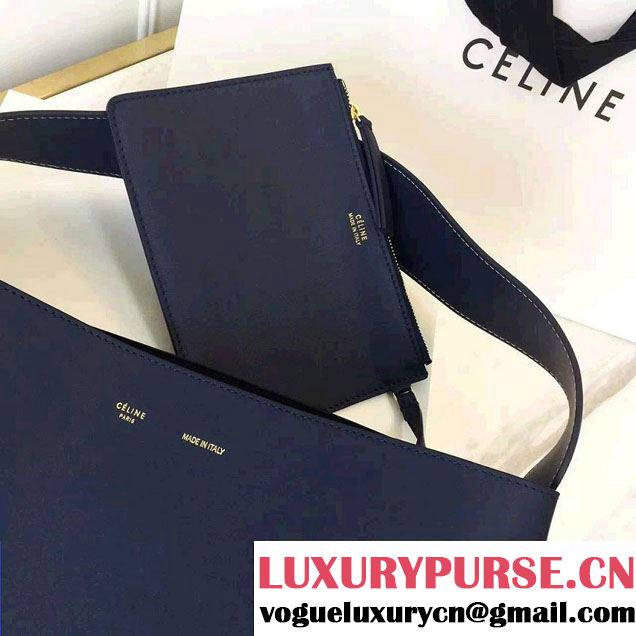 Celine Shiny Smooth Calfskin Small Twisted Cabas Bag Green/Navy 2016