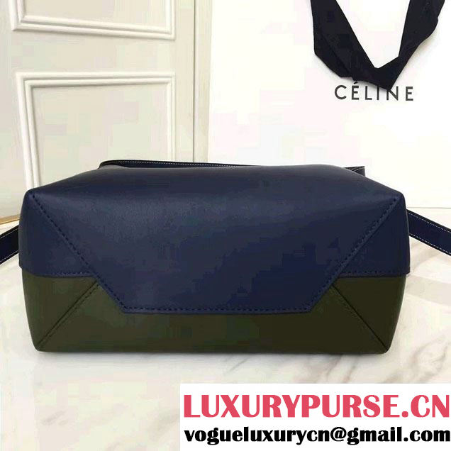 Celine Shiny Smooth Calfskin Small Twisted Cabas Bag Green/Navy 2016