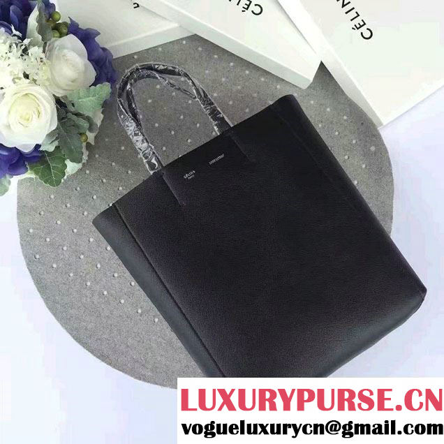 Celine Grained Calfskin Small Cabas Tote Bag Black 2016