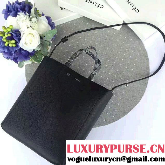 Celine Grained Calfskin Small Cabas Tote Bag Black 2016