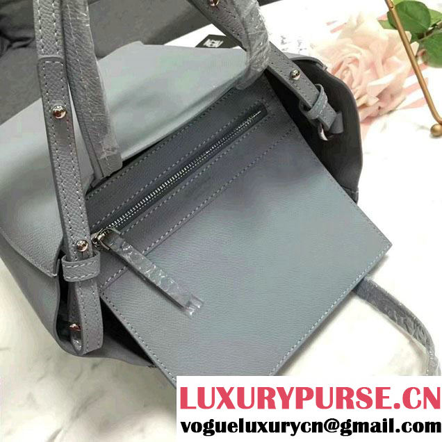Celine Grained Calfskin Small Cabas Tote Bag Gray 2016