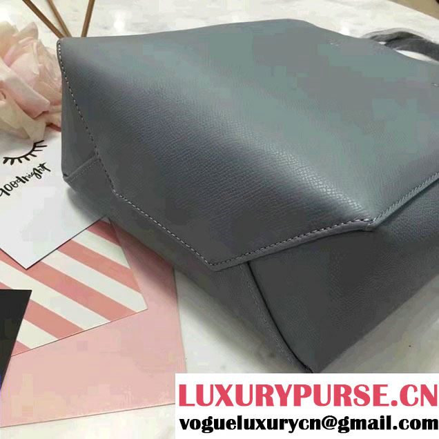 Celine Grained Calfskin Small Cabas Tote Bag Gray 2016