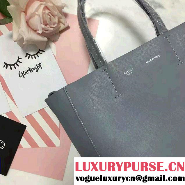 Celine Grained Calfskin Small Cabas Tote Bag Gray 2016