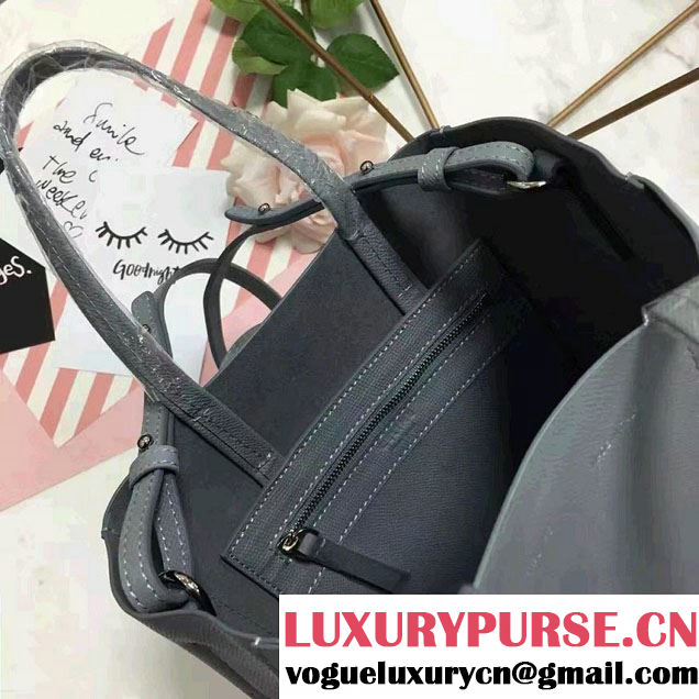 Celine Grained Calfskin Small Cabas Tote Bag Gray 2016
