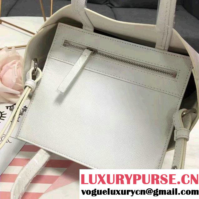 Celine Grained Calfskin Small Cabas Tote Bag Off White/Black 2016