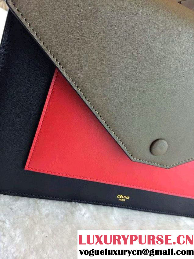 Celine Pocket Envelope Flap Bag with Chain 175383 Maroon Fall 2014