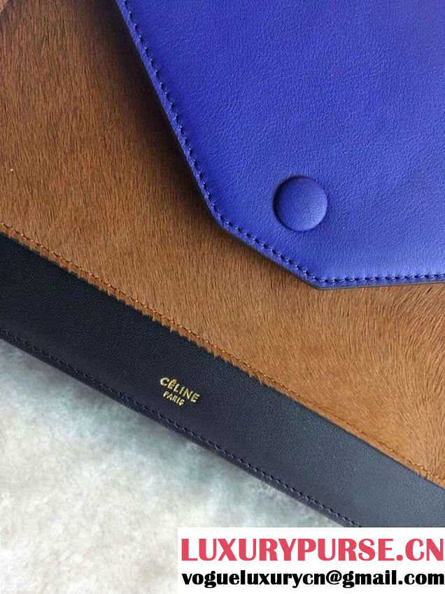Celine Pocket Envelope Flap Bag with Chain 175383 Blue Fall 2014