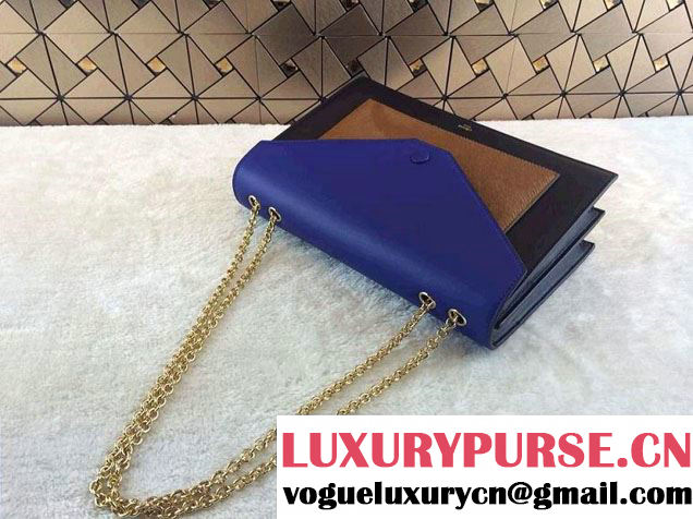 Celine Pocket Envelope Flap Bag with Chain 175383 Blue Fall 2014