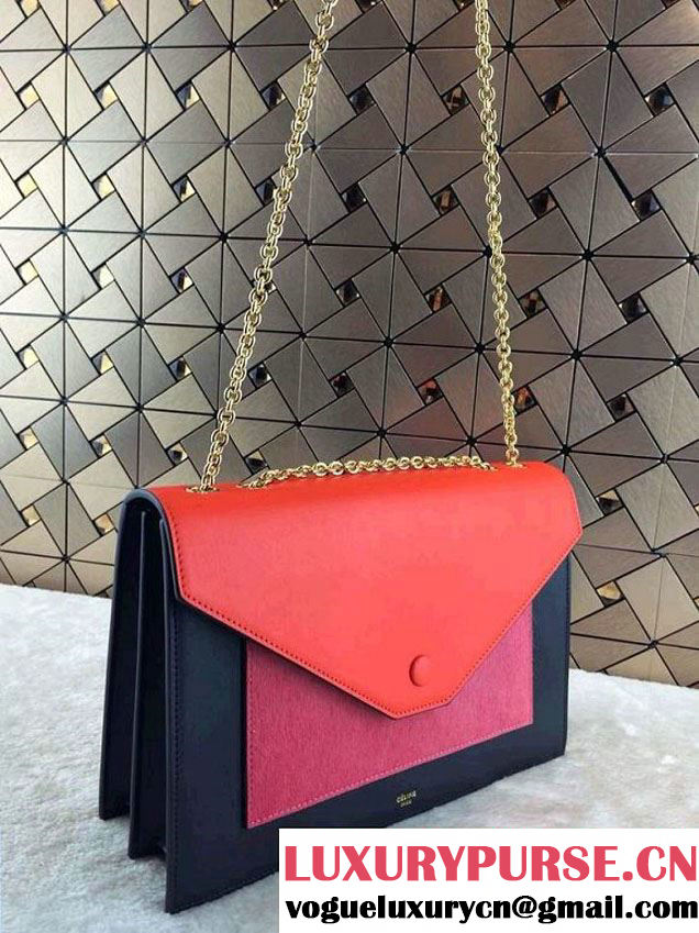 Celine Pocket Envelope Flap Bag with Chain 175383 Rouge Fall 2014