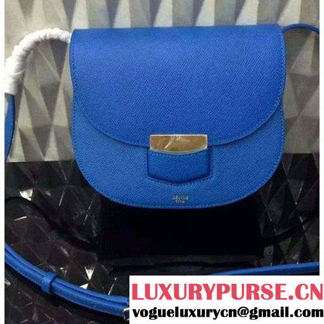 Celine Small Trotteur Bag In Blue Leather Calfskin Fall-2015 (1a021-072002 )