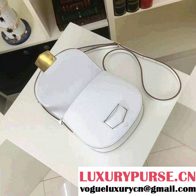 Celine Small Trotteur Shoulder Bag In White Grained Calfskin Summer 2016 (2A011-6032401 )