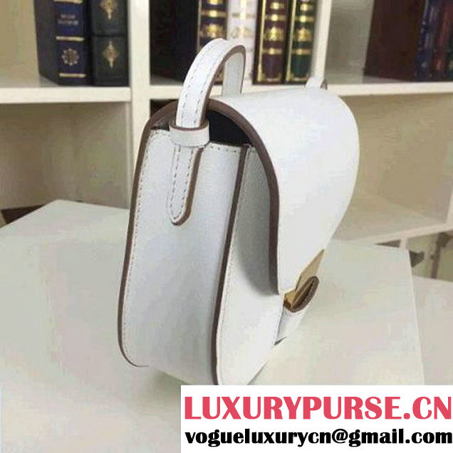 Celine Small Trotteur Shoulder Bag In White Grained Calfskin Summer 2016 (2A011-6032401 )