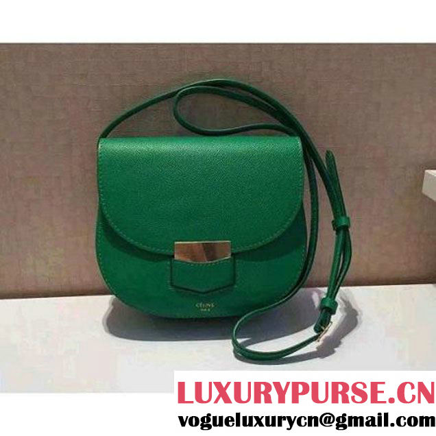 Celine Small Trotteur Bag In Green Leather Calfskin Fall-2015 (1B016-072214 )