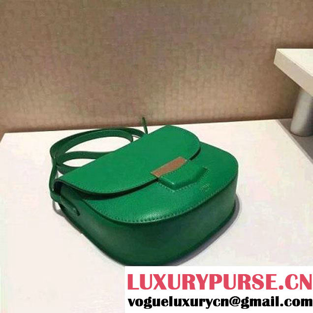 Celine Small Trotteur Bag In Green Leather Calfskin Fall-2015 (1B016-072214 )