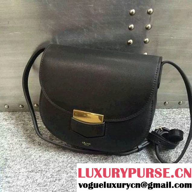 Celine Small Trotteur Bag In Black Smooth Leather Calfskin Spring 2016 (2A011-121905 )