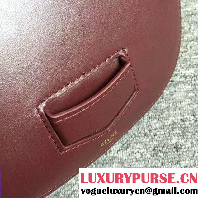 Celine Small Trotteur Bag In Burgundy Smooth Leather Calfskin Spring 2016 (2A011-121906 )