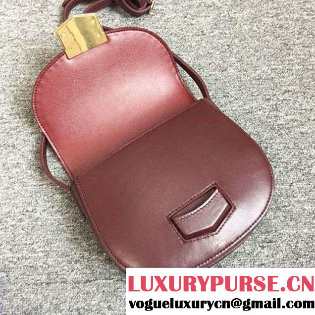 Celine Small Trotteur Bag In Burgundy Smooth Leather Calfskin Spring 2016 (2A011-121906 )