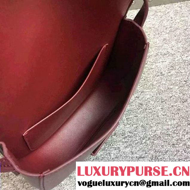 Celine Small Trotteur Bag In Burgundy Smooth Leather Calfskin Spring 2016 (2A011-121906 )