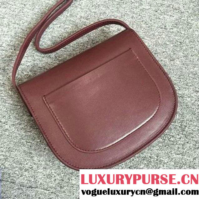 Celine Small Trotteur Bag In Burgundy Smooth Leather Calfskin Spring 2016 (2A011-121906 )