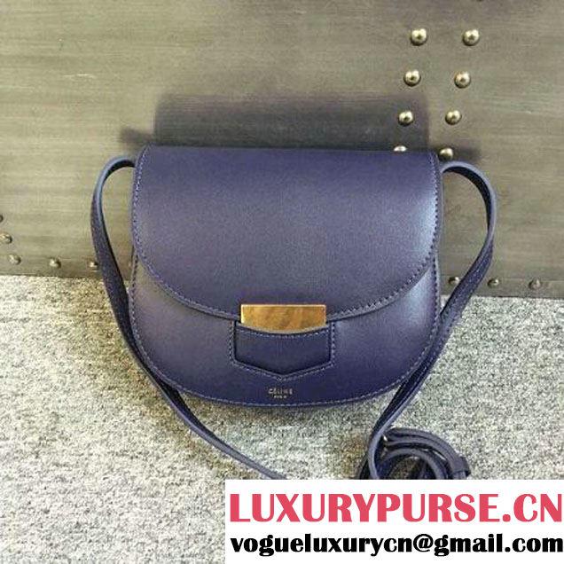 Celine Small Trotteur Bag In Navy Smooth Leather Calfskin Spring 2016 (2A011-121907 )