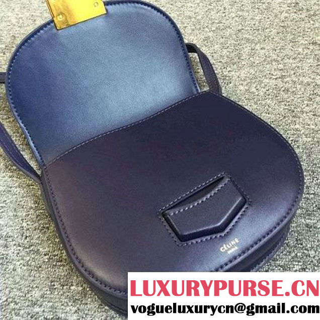 Celine Small Trotteur Bag In Navy Smooth Leather Calfskin Spring 2016 (2A011-121907 )