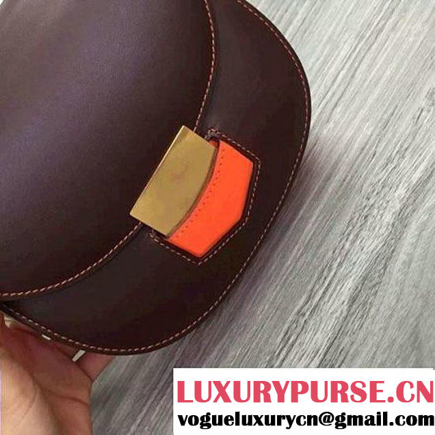 Celine Trotteur Shoulder Bag In Bicolour Brown/Orange Calfskin Fall 2016 (2A011-6070508 )