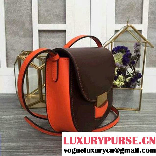 Celine Trotteur Shoulder Bag In Bicolour Brown/Orange Calfskin Fall 2016 (2A011-6070508 )