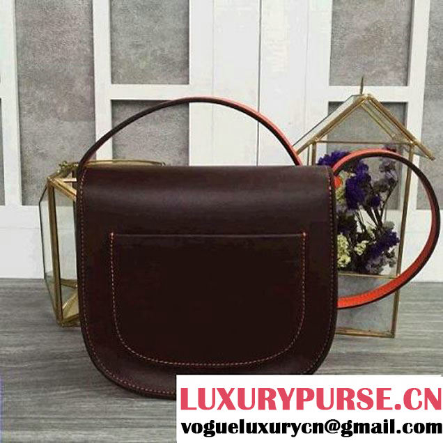 Celine Trotteur Shoulder Bag In Bicolour Brown/Orange Calfskin Fall 2016 (2A011-6070508 )