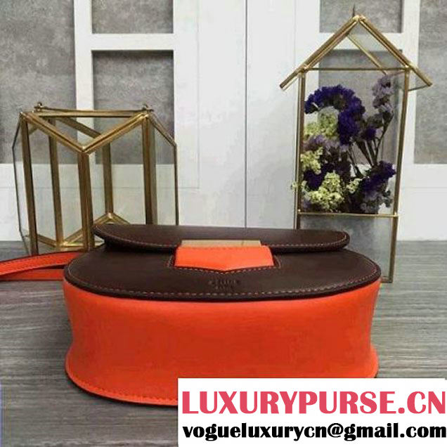Celine Trotteur Shoulder Bag In Bicolour Brown/Orange Calfskin Fall 2016 (2A011-6070508 )