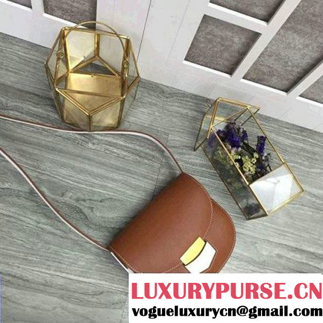 Celine Trotteur Shoulder Bag In Bicolour Cinnamon/White Calfskin Fall 2016 (2A011-6070509 )