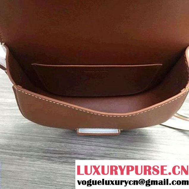 Celine Trotteur Shoulder Bag In Bicolour Cinnamon/White Calfskin Fall 2016 (2A011-6070509 )