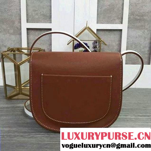 Celine Trotteur Shoulder Bag In Bicolour Cinnamon/White Calfskin Fall 2016 (2A011-6070509 )