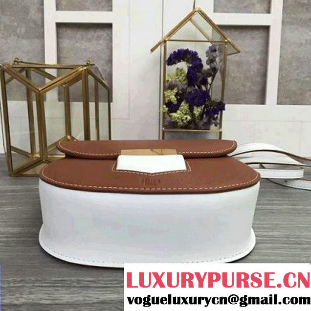 Celine Trotteur Shoulder Bag In Bicolour Cinnamon/White Calfskin Fall 2016 (2A011-6070509 )