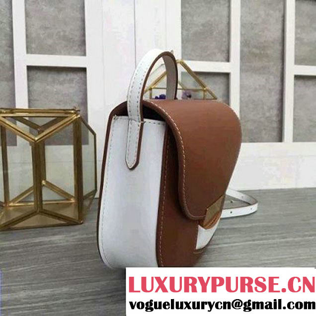 Celine Trotteur Shoulder Bag In Bicolour Cinnamon/White Calfskin Fall 2016 (2A011-6070509 )