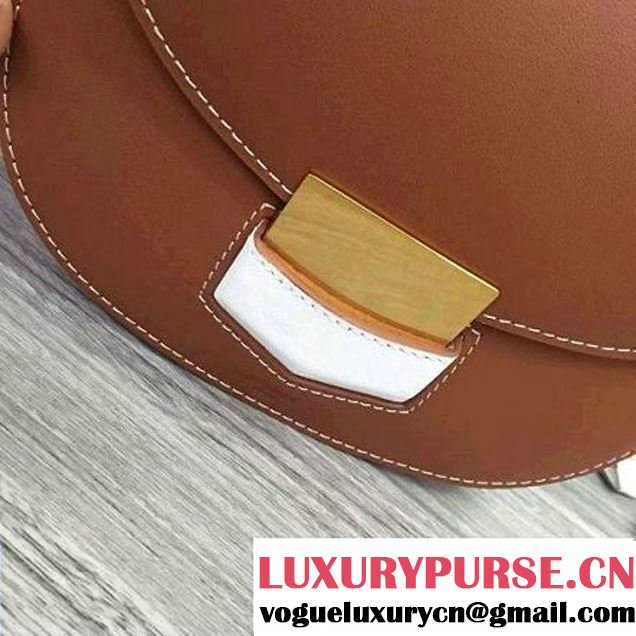 Celine Trotteur Shoulder Bag In Bicolour Cinnamon/White Calfskin Fall 2016 (2A011-6070509 )