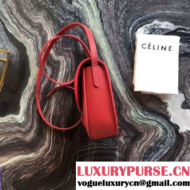 Celine Small Trotteur Shoulder Bag In Indian Red Grained Calfskin 2016 (2A011-6091702 )