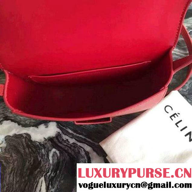 Celine Small Trotteur Shoulder Bag In Indian Red Grained Calfskin 2016 (2A011-6091702 )