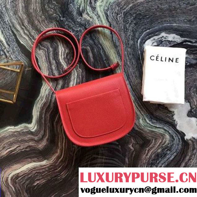 Celine Small Trotteur Shoulder Bag In Indian Red Grained Calfskin 2016 (2A011-6091702 )